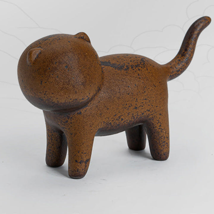 Buddha Stones Mini Standing Cat Feng Shui Frog Toad Tea Pet Ceramic Home Desk Figurine Decoration - image 9