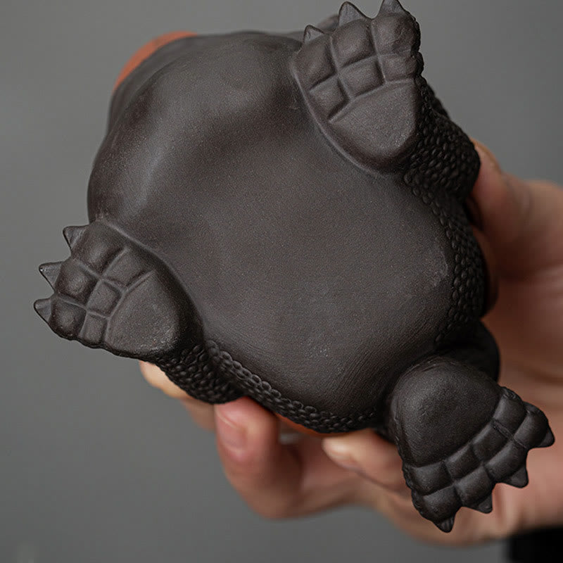 Buddha Stones Feng Shui Frog Toad Copper Coins Ceramic Purple Clay Wealth Home Tea Pet Figurine Decoration - image 5