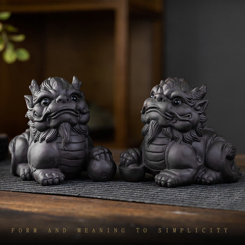 Buddha Stones PiXiu Ingot Ball Purple Clay Ceramic Tea Pet Wealth Home Figurine Decoration - image 2