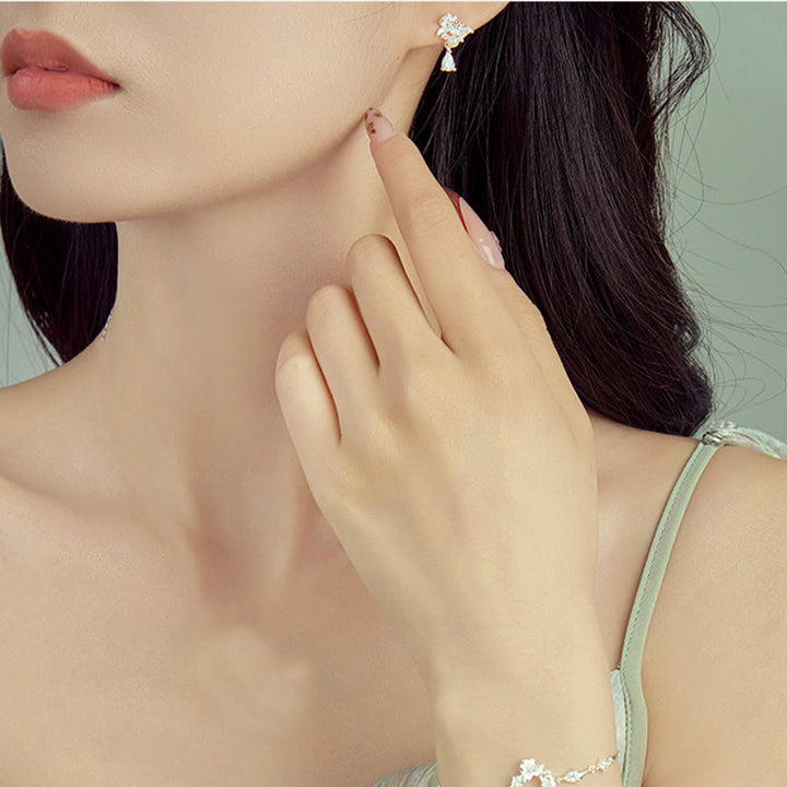 Buddha Stones Hetian Jade 925 Sterling Silver Cubic Zirconia Pearl Abundance Earrings  - image 4