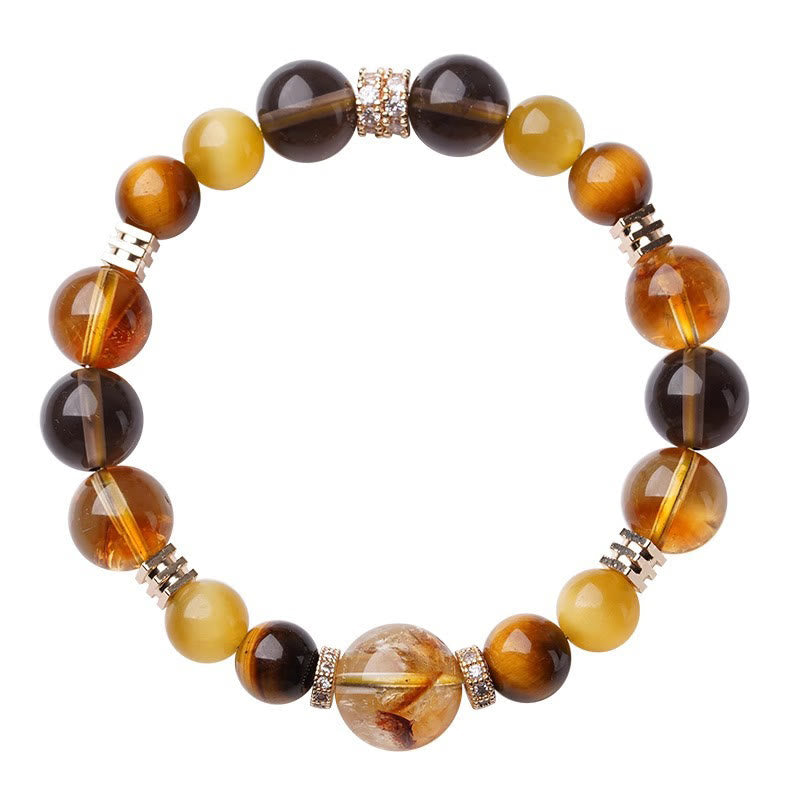 Buddha Stones Citrine Topaz Tiger Eye Happiness Bracelet