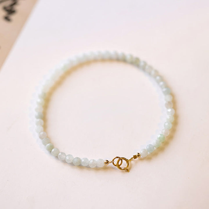 Buddha Stones 2mm Jade Ultra-thin Beads 14k Gold Plated Copper Luck Bracelet