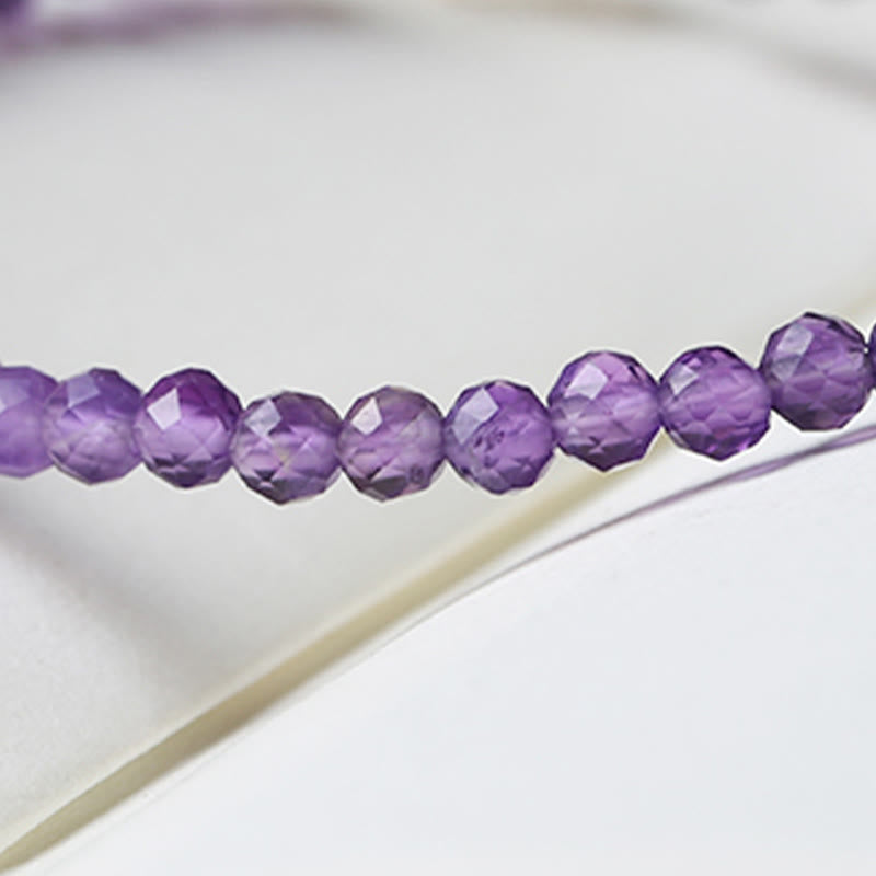 Buddha Stones 3mm Natural Amethyst Ultra-thin Beads 14k Gold Plated Copper Spiritual Awareness Bracelet