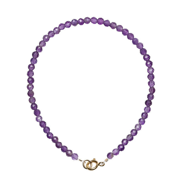 Buddha Stones 3mm Natural Amethyst Ultra-thin Beads 14k Gold Plated Copper Spiritual Awareness Bracelet