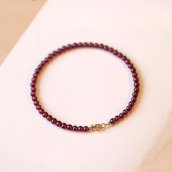 Buddha Stones 3mm Natural Small Garnet Ultra-Thin Beads Protection Bracelet