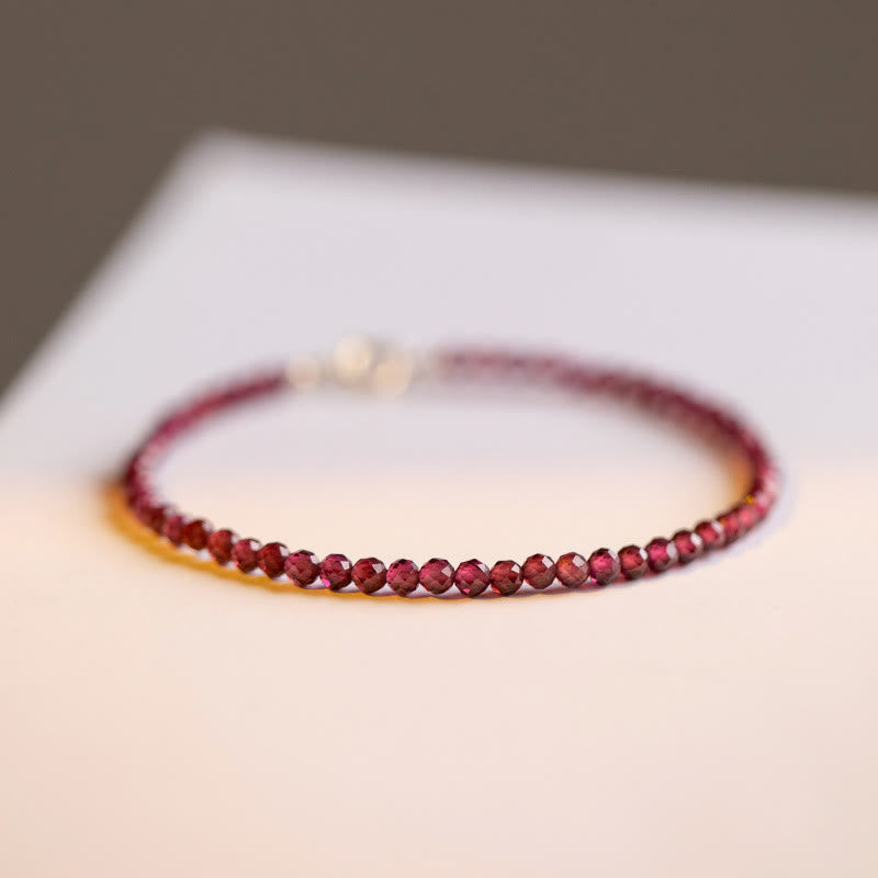 Buddha Stones 3mm Natural Small Garnet Ultra-Thin Beads Protection Bracelet