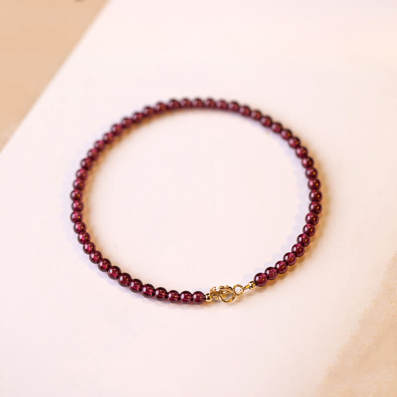 Buddha Stones 3mm Natural Small Garnet Ultra-Thin Beads Protection Bracelet