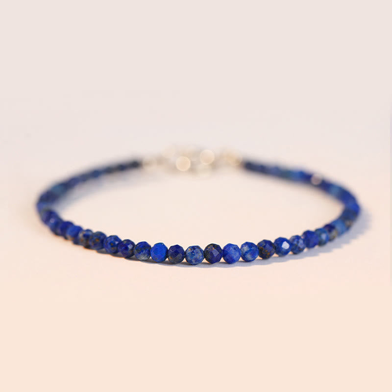 Buddha Stones Small Lazurite Lapis Lazuli Ultra-Thin Beads Balance Bracelet - 3mm Polygonal Beads - 16cm - image 0