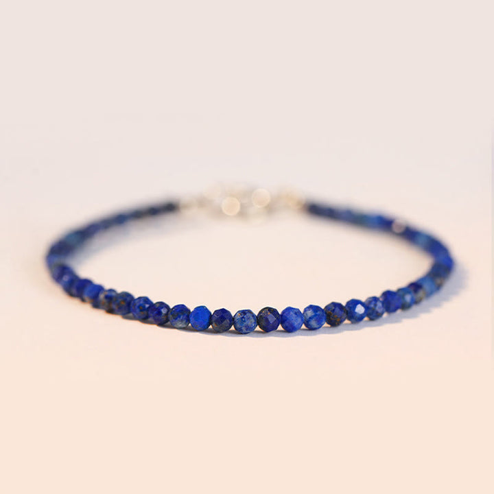 Buddha Stones Small Lazurite Lapis Lazuli Ultra-Thin Beads Balance Bracelet - 3mm Polygonal Beads - 16cm - image 0