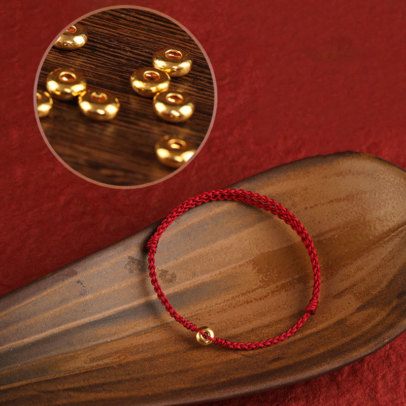 Buddha Stones 999 Gold Small Peace Buckle Red String Protection Luck Braided Bracelet Anklet - image 19
