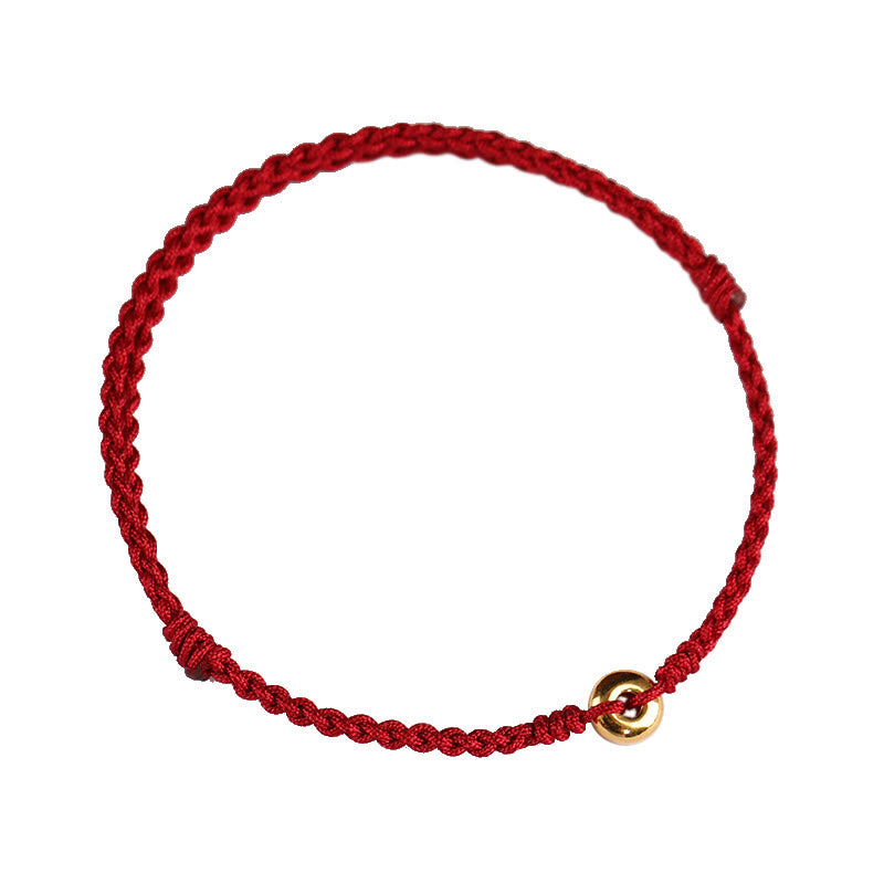 Buddha Stones 999 Gold Small Peace Buckle Red String Protection Luck Braided Bracelet Anklet - image 12