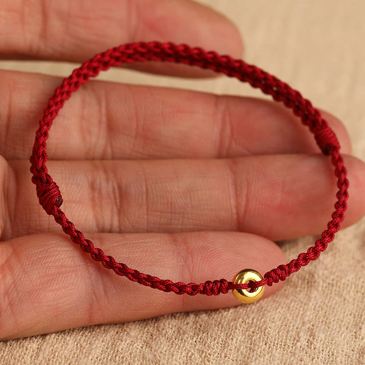 Buddha Stones 999 Gold Small Peace Buckle Red String Protection Luck Braided Bracelet Anklet - image 16