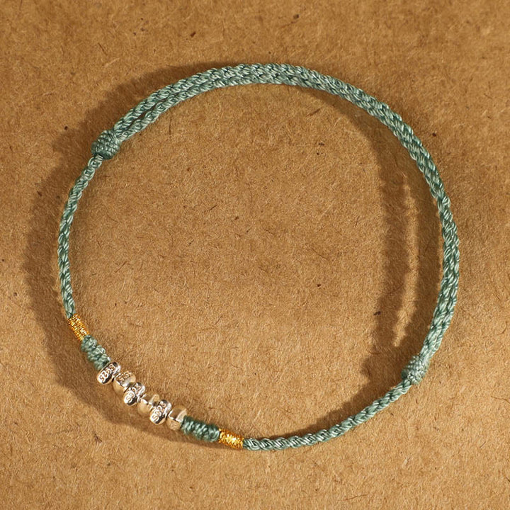 Buddha Stones 925 Sterling Silver String Protection Luck Ultra-Thin Braided Bracelet Anklet - 925 Sterling Silver Light Green Rope - Anklet(Circumference 19-23cm) - image 13