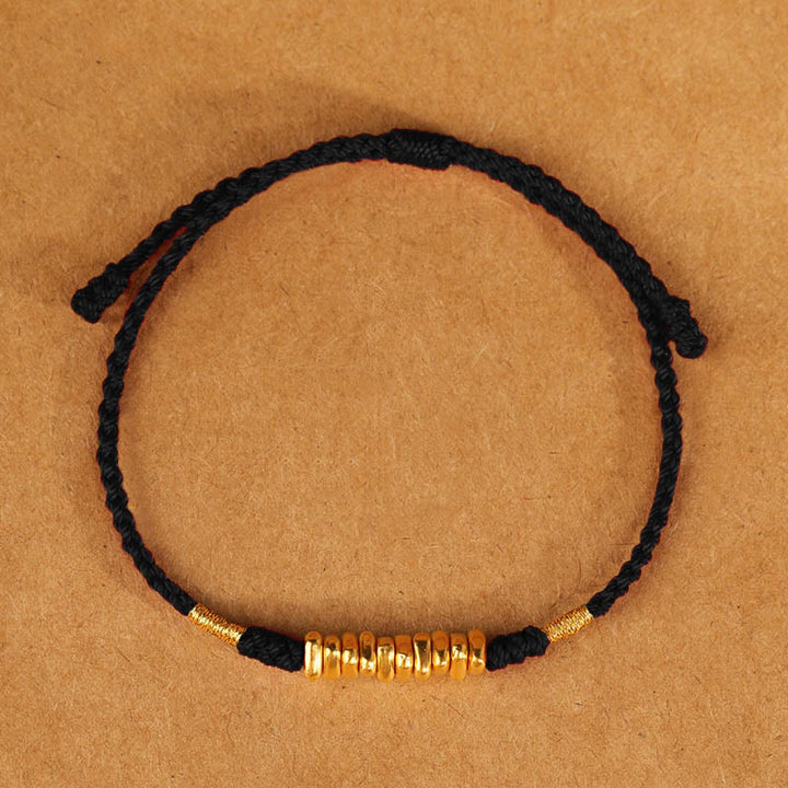 Buddha Stones 999 Gold Small Pieces String Protection Luck Ultra-Thin Braided Bracelet - image 13