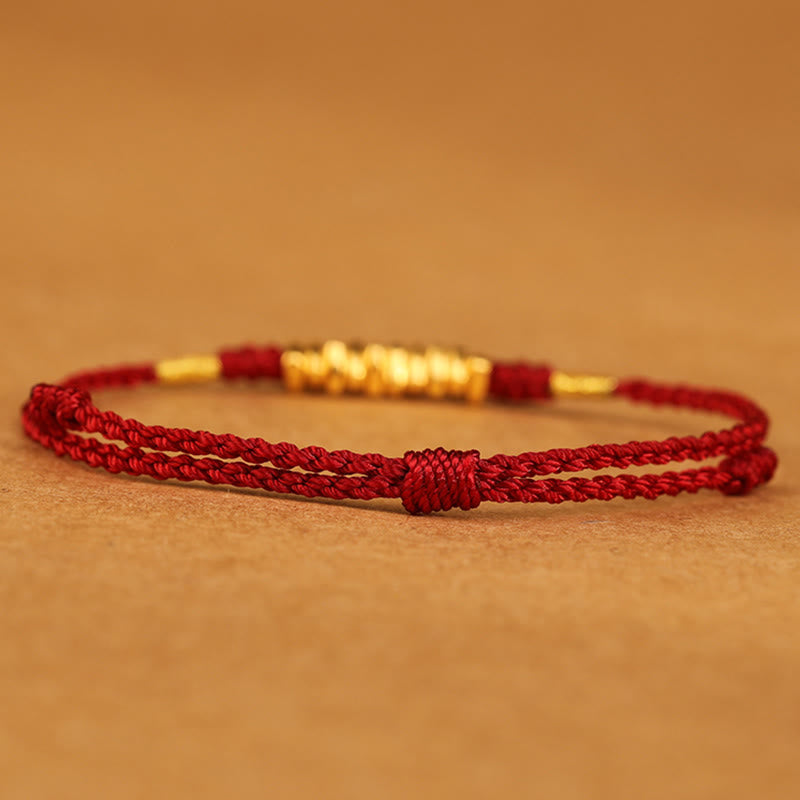 Buddha Stones 999 Gold Small Pieces String Protection Luck Ultra-Thin Braided Bracelet - image 2