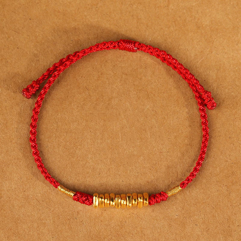 Buddha Stones 999 Gold Small Pieces String Protection Luck Ultra-Thin Braided Bracelet - image 11