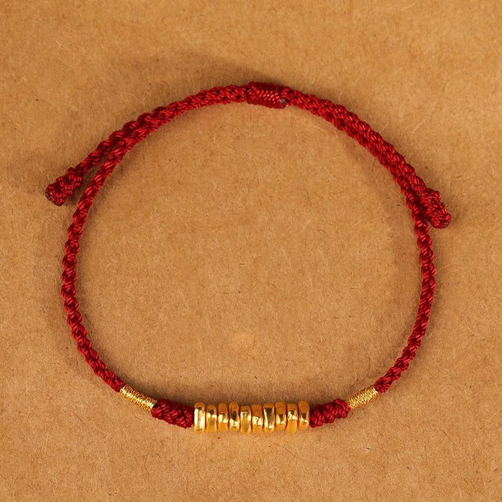 Buddha Stones 999 Gold Small Pieces String Protection Luck Ultra-Thin Braided Bracelet - image 1