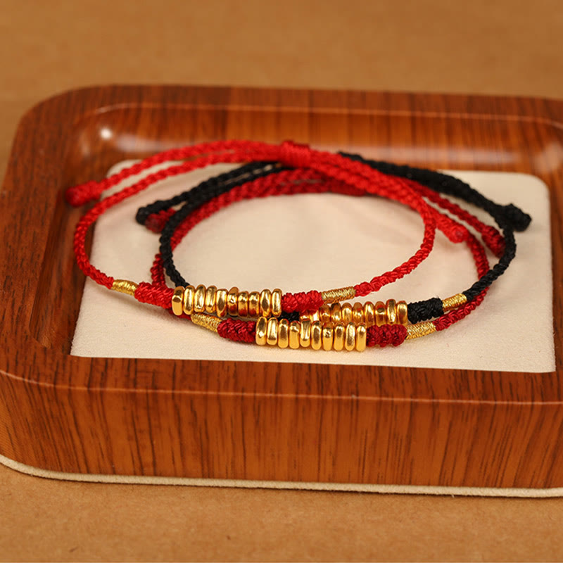 Buddha Stones 999 Gold Small Pieces String Protection Luck Ultra-Thin Braided Bracelet - image 14