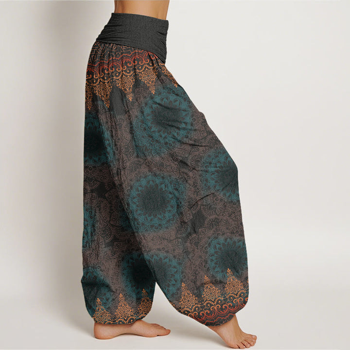 Buddha Stones Cotton Triangular Mandala Patterns Women's Elastic Waist Harem Pants - image 5