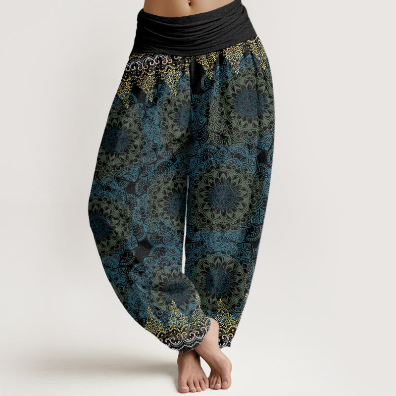 Buddha Stones Cotton Triangular Mandala Patterns Women's Elastic Waist Harem Pants - Black - US22，UK/AU26，EU54 (6XL) - image 7