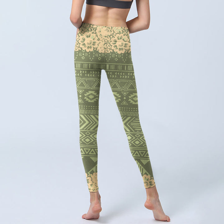 Buddha Stones Flowers Geometric Shapes Gym Leggings Women's Yoga Pants - image 7