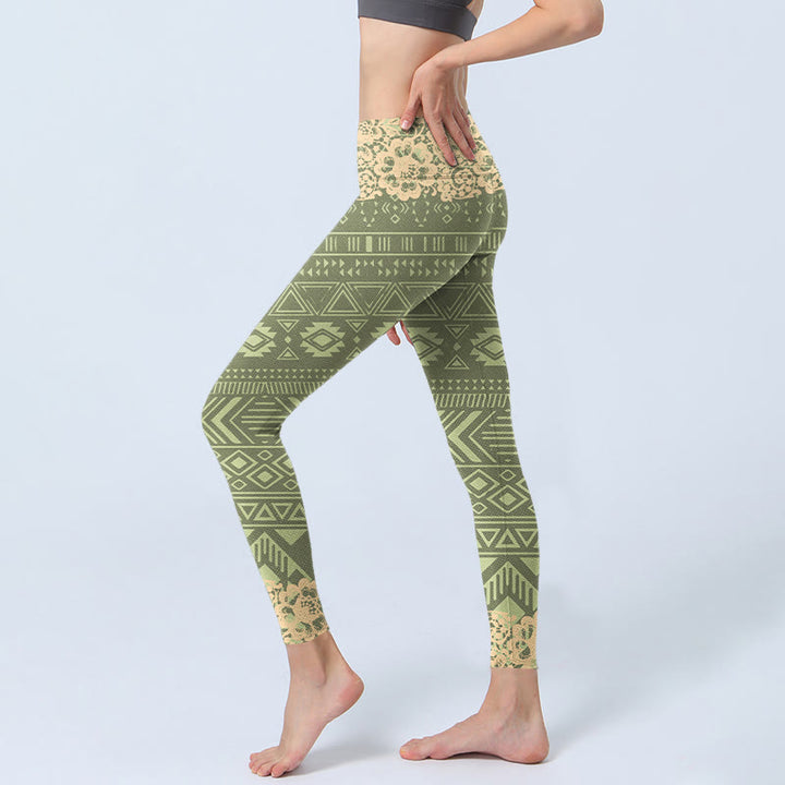Buddha Stones Flowers Geometric Shapes Gym Leggings Women's Yoga Pants - image 2