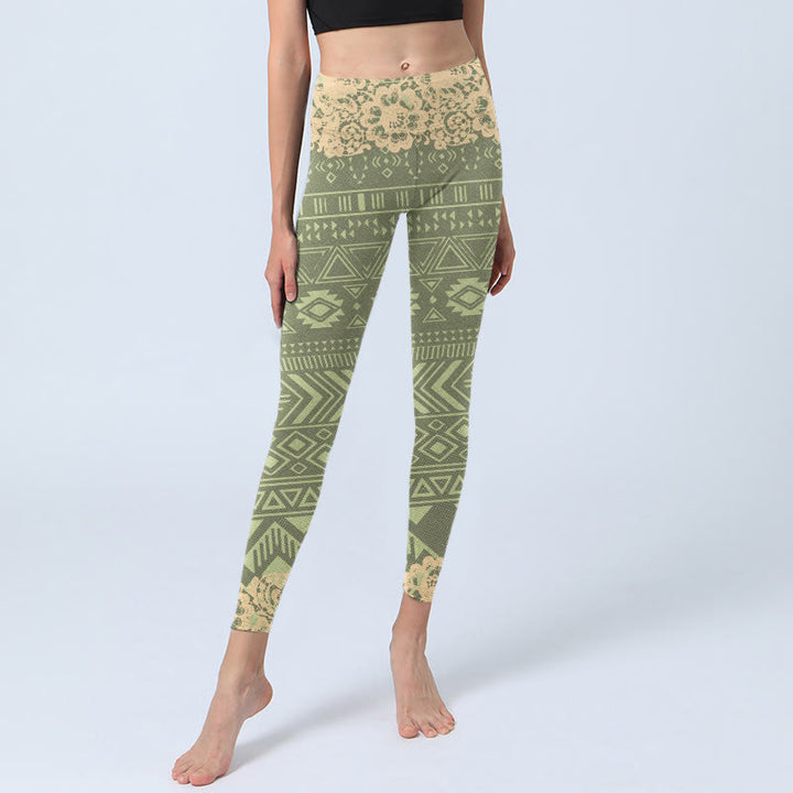 Buddha Stones Flowers Geometric Shapes Gym Leggings Women's Yoga Pants - image 6
