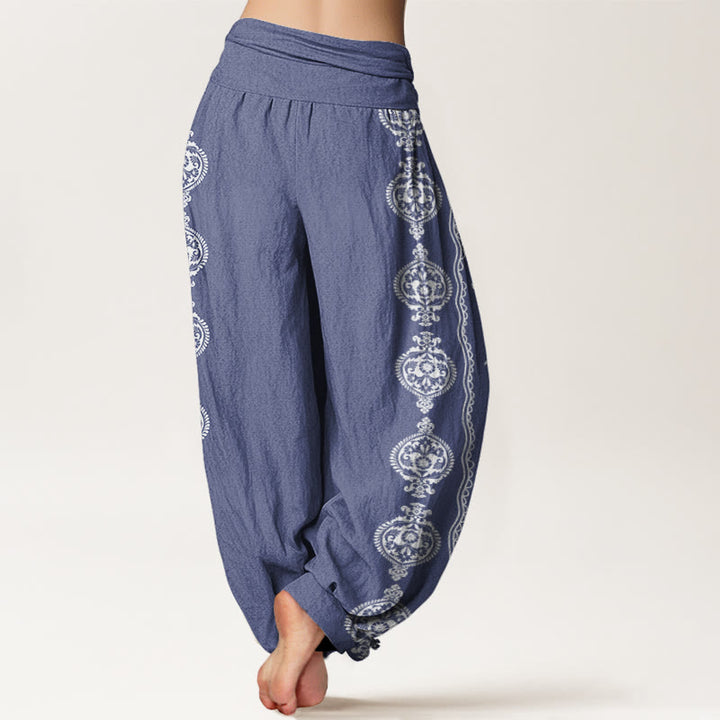 Buddha Stones Mandala Om Mani Padme Hum Women's Elastic Waist Harem Pants