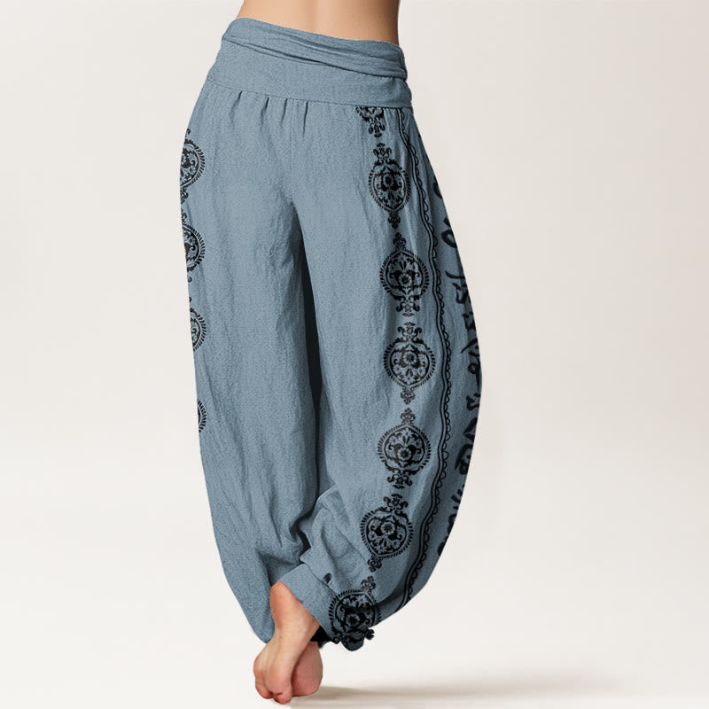 Buddha Stones Cotton Mandala Om Mani Padme Hum Women's Elastic Waist Harem Pants - image 9