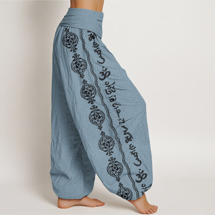 Buddha Stones Mandala Om Mani Padme Hum Women's Elastic Waist Harem Pants