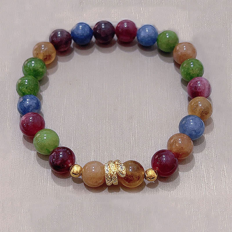 Buddha Stones Tourmaline Gold Plated Copper Year of the Snake Love Bracelet