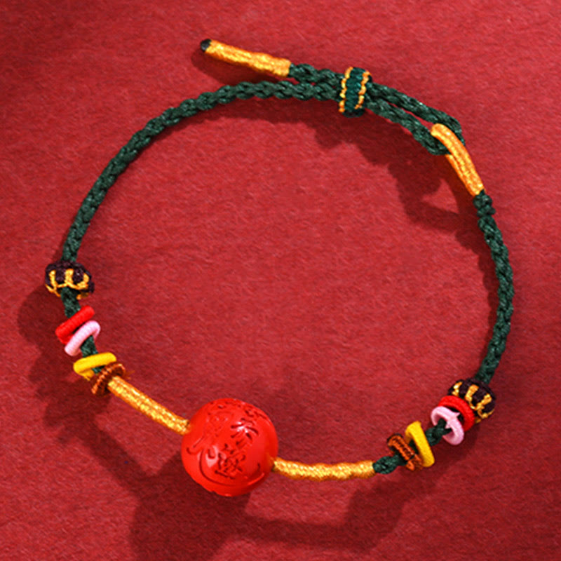 Buddha Stones Green String Cinnabar Blessing Bracelet