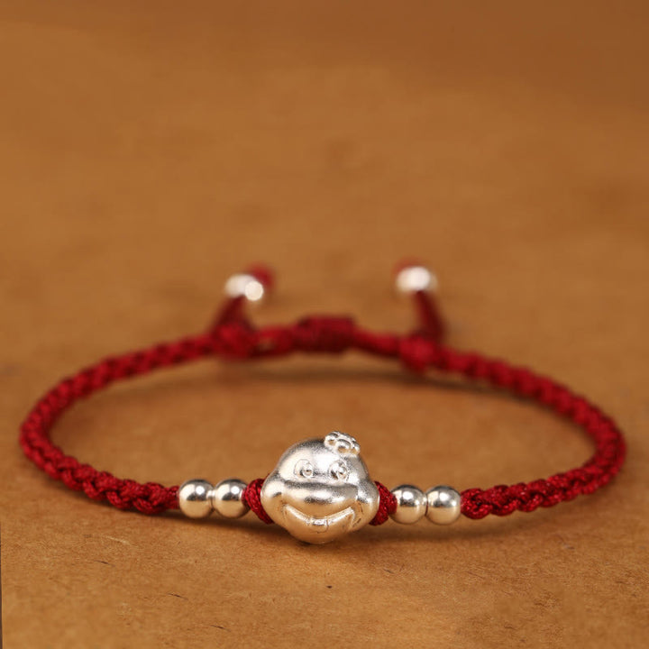 Buddha Stones Red String 999 Sterling Silver Snake Head Year of the Snake Luck Bracelet