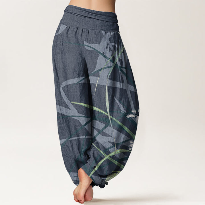 Buddha Stones Casual Orchid leaf Butterflies Women's Elastic Waist Harem Pants