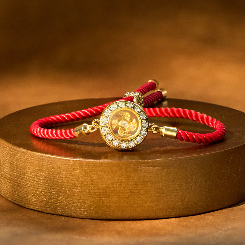 Buddha Stones Copper Brass Feng Sheng Shui Qi Rotatable Windmill  Red String Faith Braided Bracelet