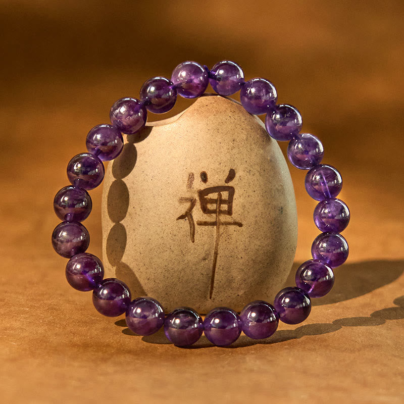 Buddha Stones Natural Amethyst Inner Peace Meditation Bracelet