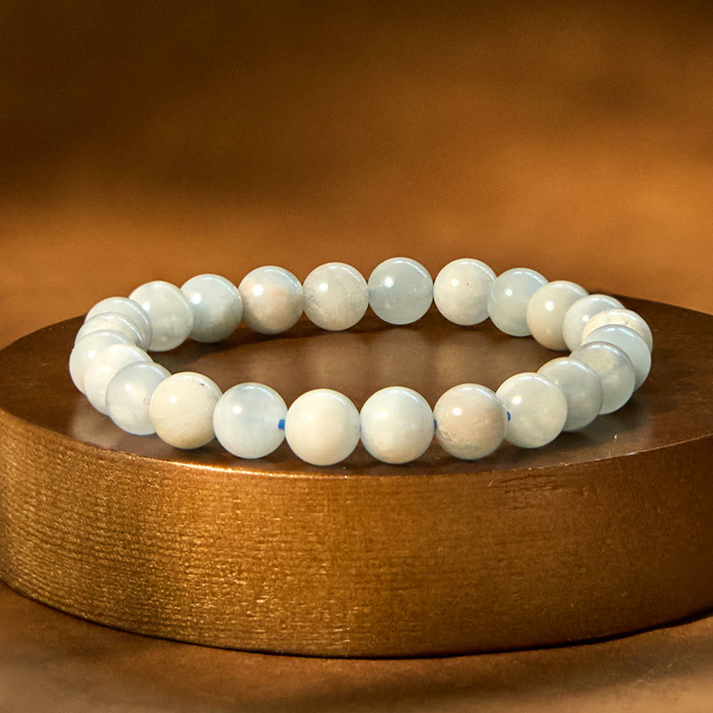 Buddha Stones Natural Aquamarine Healing Bead Bracelet