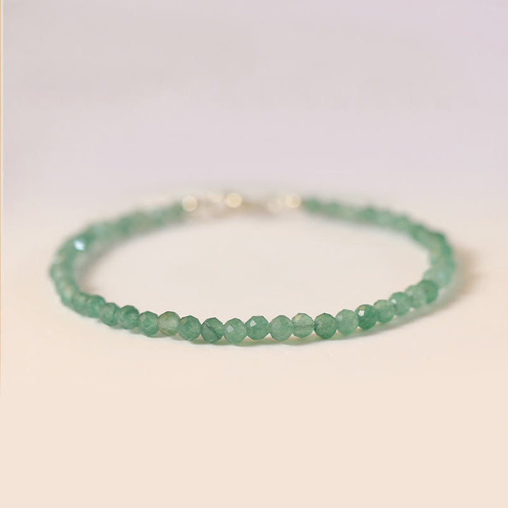 Buddha Stones 3mm Small Green Aventurine Ultra-Thin Beads Luck Bracelet