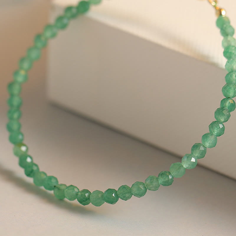 Buddha Stones 3mm Small Green Aventurine Ultra-Thin Beads Luck Bracelet