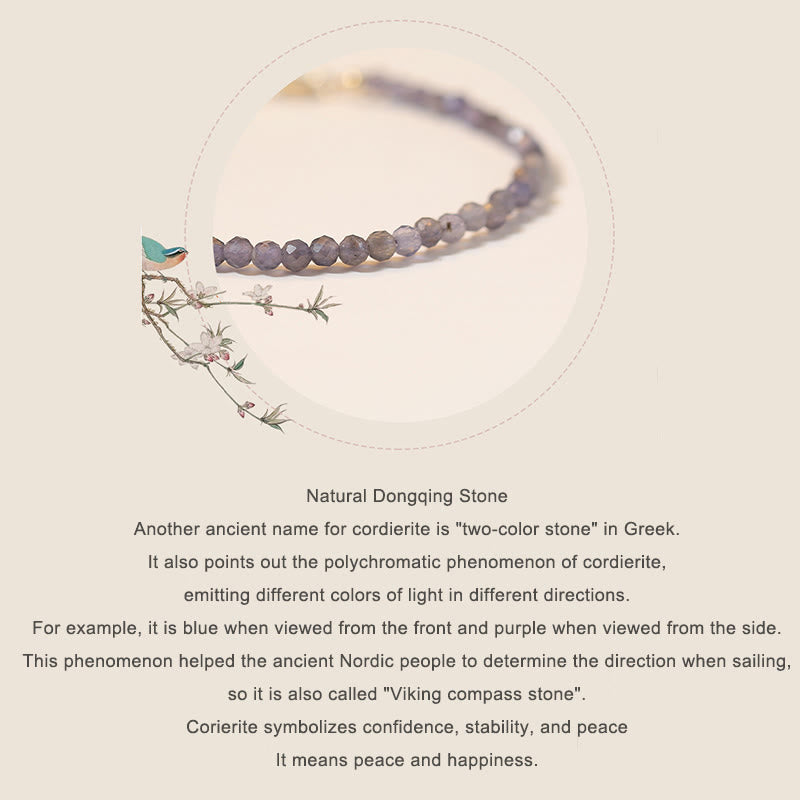 Buddha Stones 3mm Amethyst Iolite Ultra-thin Beads 14k Gold Plated Copper Communication Bracelet