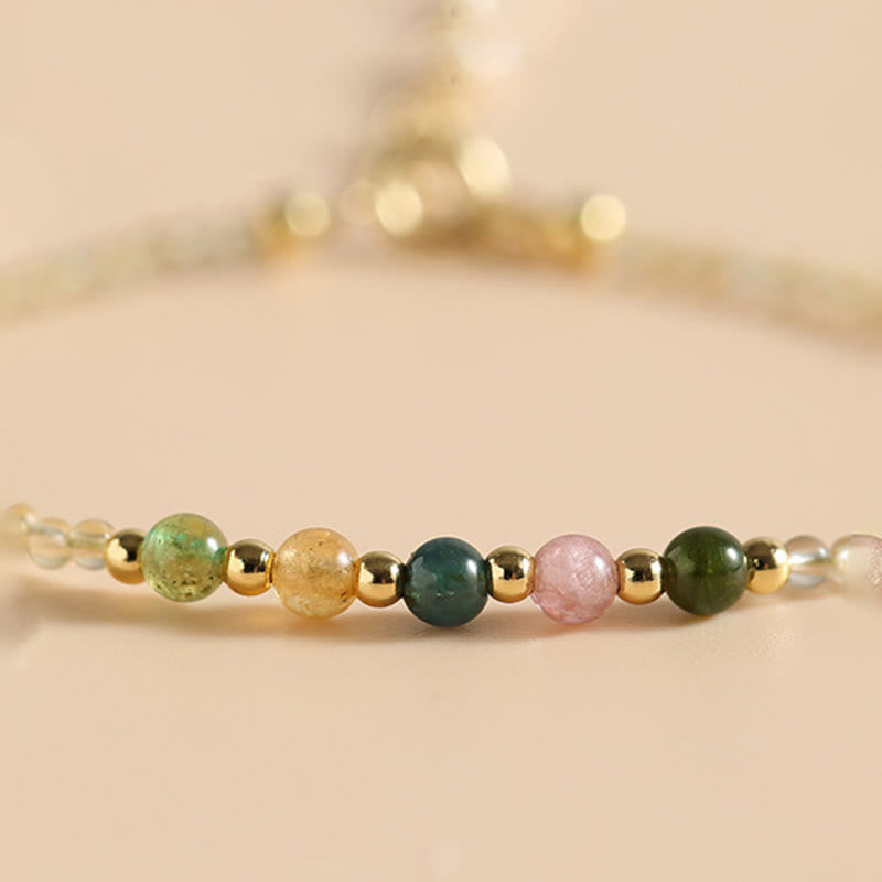 Buddha Stones 2.5mm Ultra-thin Citrine Tourmaline 14K Gold Filled Copper Beads Prosperity Bracelet - image 2