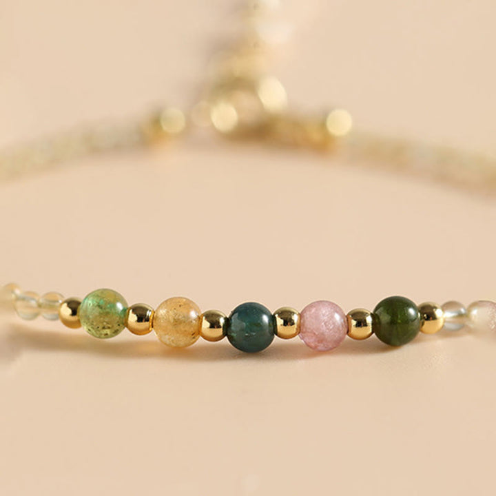 Buddha Stones 2.5mm Ultra-thin Citrine Tourmaline 14K Gold Filled Copper Beads Prosperity Bracelet - image 2
