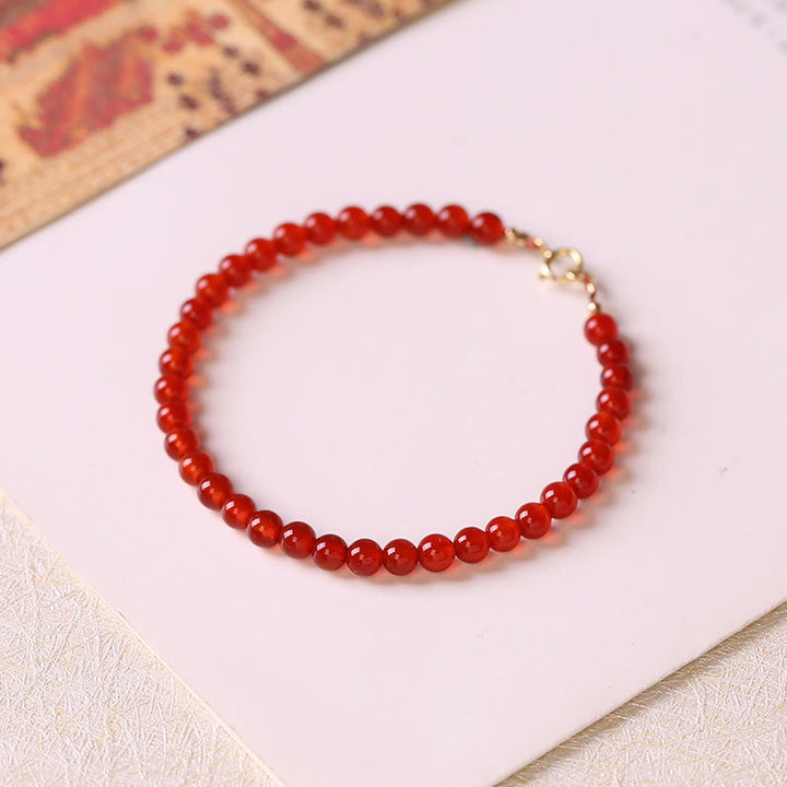 Buddha Stones Small Red Agate Ultra-thin Beads Calm Bracelet