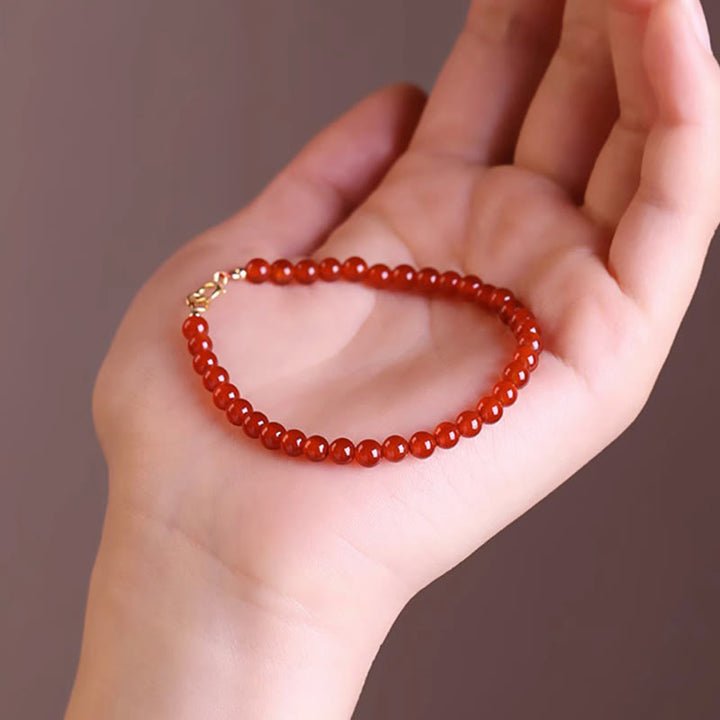 Buddha Stones Small Red Agate Ultra-thin Beads Calm Bracelet