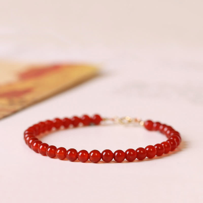 Buddha Stones Small Red Agate Ultra-thin Beads Calm Bracelet