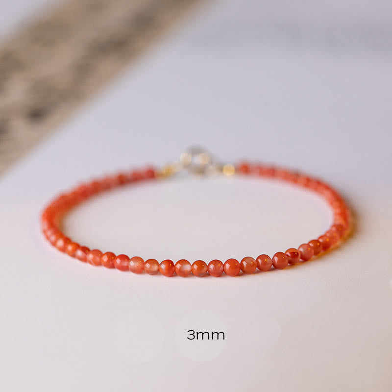 Buddha Stones Natural Cherry Persimmon Red Agate Ultra-thin Beads Confidence Bracelet