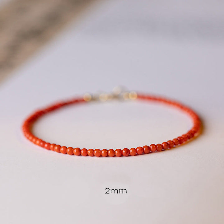 Buddha Stones Natural Cherry Persimmon Red Agate Ultra-thin Beads Confidence Bracelet