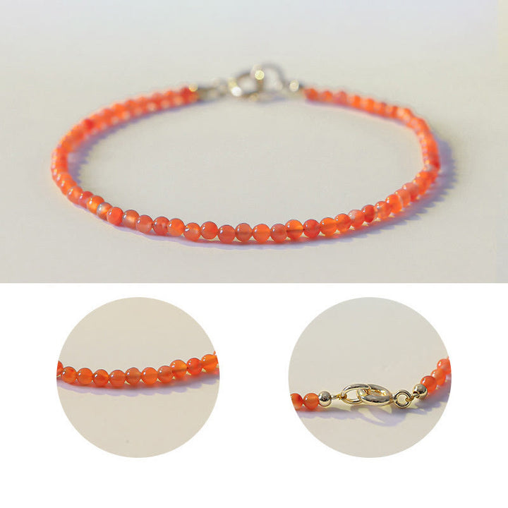 Buddha Stones Natural Cherry Persimmon Red Agate Ultra-thin Beads Confidence Bracelet