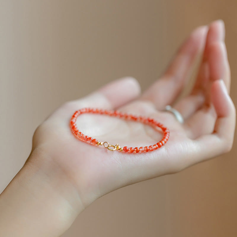 Buddha Stones Natural Cherry Persimmon Red Agate Ultra-thin Beads Confidence Bracelet