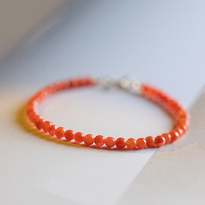 Buddha Stones Natural Cherry Persimmon Red Agate Ultra-thin Beads Confidence Bracelet